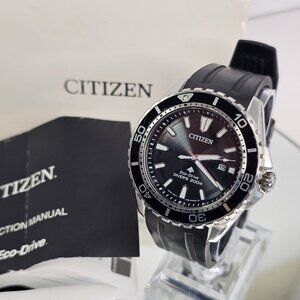 Citizen Eco-Drive Diver’s 200M Watch E168-S111501 Black Dial Date Rubber Strap